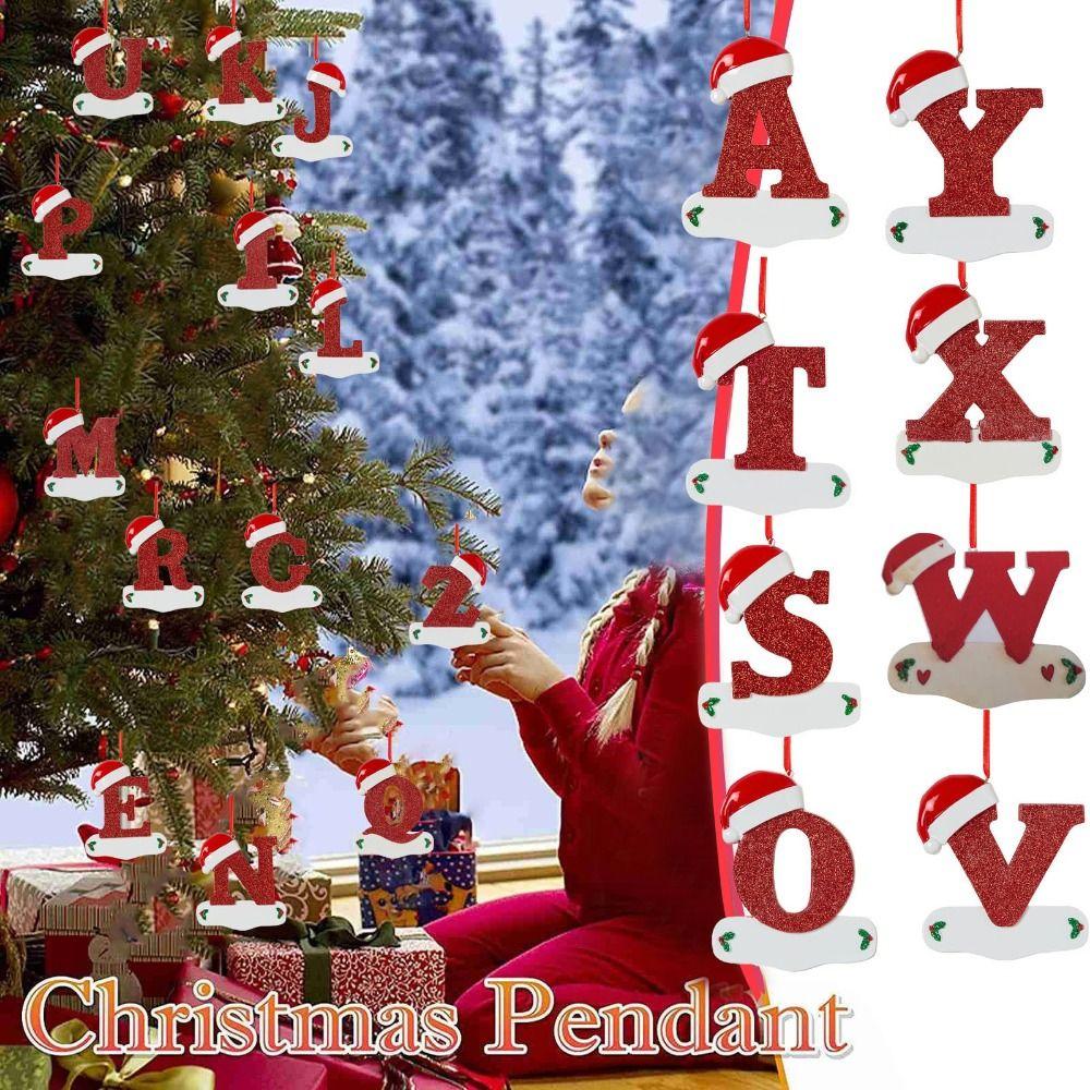 Cartoon Christmas Tree 26 Letter Pendant Xmas Christmas Tree Hanging Decor Car Decorations