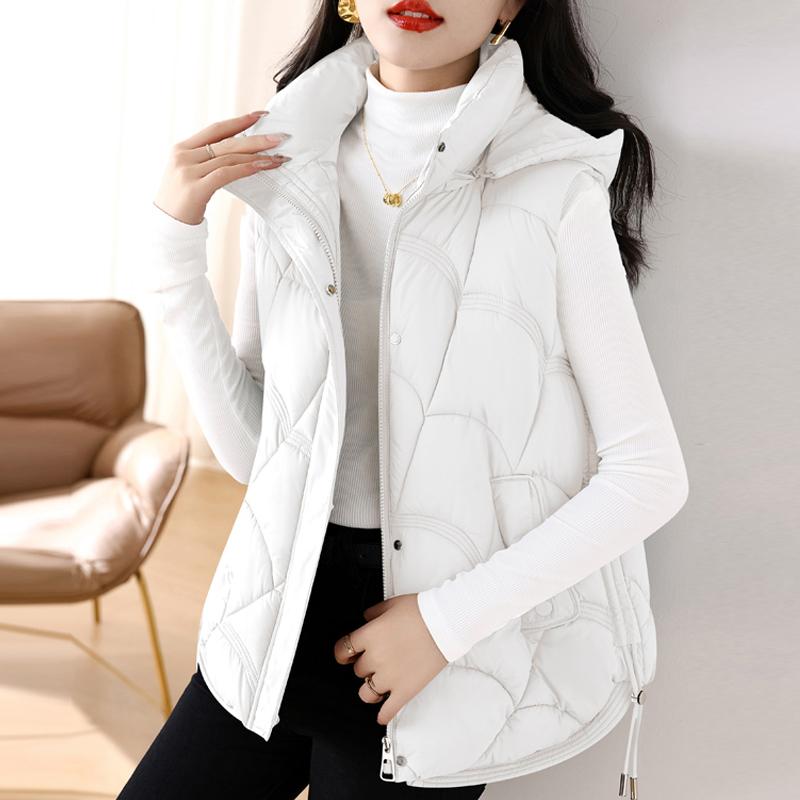 Plus Size Autumn Warm Vests for Women New Fashion Loose Women's Winter Coat Hooded Korean Style Cotton Padded Sleeveless Parka