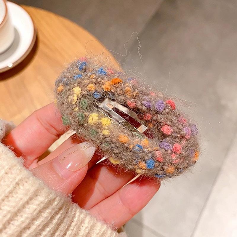 Корейская красочная плюшевая заколка для волос для женщин Ins Winter Temperamenta Duckbill Clips Hairpin Sweet Girl Hair Accessories