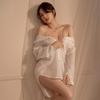 Sheer White Chiffon Lingerie Nightdress - Women's Tempting See-Through Sleepwear 
