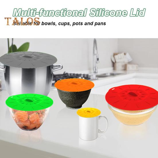 5 шт. силиконовых крышек для еды, герметичные многоразмерные крышки для мисок, кастрюль, сковородок, термостойкие крышки для сковородок, безопасные для микроволновой печи