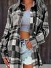 Женская розовая клетчатая рубашка-куртка свободного кроя с длинным рукавом 2024