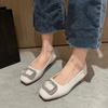 Luxury Women Shoes 2024 Retro Square Toe Women's Pumps Comfortable Low Heel Shallow Mouth Shoes Simple Fashion Lady Dress Shoes