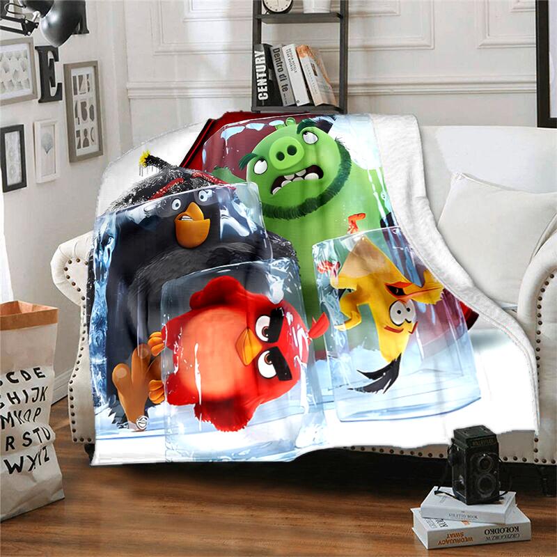 1pc Blanket angry Birds Print Design, Lightweight Blanket for Sofa, Bed- Soft &Warm, Gift for All Seasons like Christmas, Halloween
