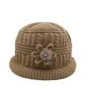 Plush Floral Knitted Bucket Hat Flower Warm Fisherman Hat Retro Woolen Hat  Autumn and Winter