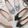 2025 New Spring Bow Fresh Bridesmaids Flat Bottom Pointed Fairy Style Evening Versatile Doudou Single Shoes