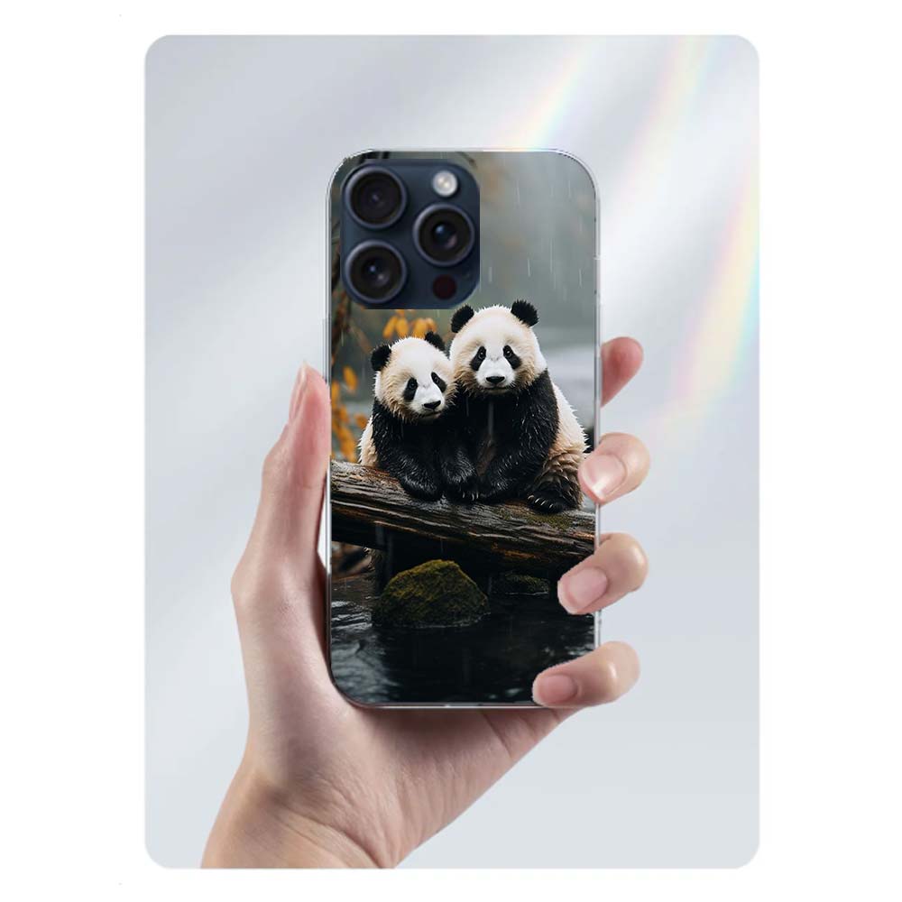 Panda Baby, Giant Panda Family Clear Phone Case For Iphone 17 Air 16 Pro Max 15 Pro 14 Plus 17E 16E 11 13 12 Mini Cover Cases Fu