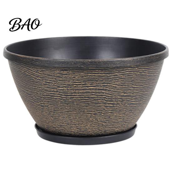 Pressure Resistant Garden Basin Resin Flower Planters, Vintage Plant Pot with Drainage Hole & Saucer, Lightweight Planter for Home Decor Indoor