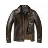 Chinese Size Classical 1940 Style Men Leather Jacket Genuine Cowhide Olive Green Color Slim Fit Spring Autumn