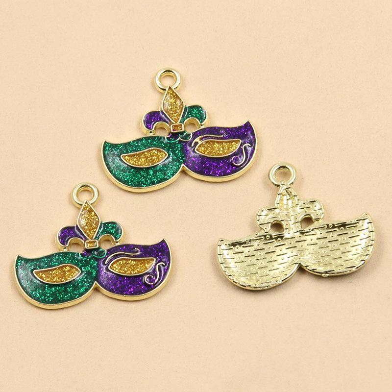 10 Styles Gold Drop Oil Pendant Charms for DIY Creative Mask & Party Jewelry Accessories