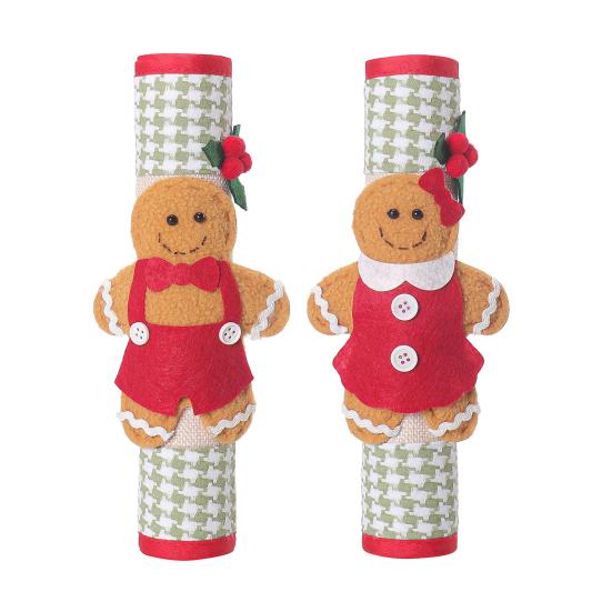 Christmas Refrigerator Handle Covers Gingerbread Man Kitchen Appliance Handle Covers for Fridge Door Holiday Home Office Decoration