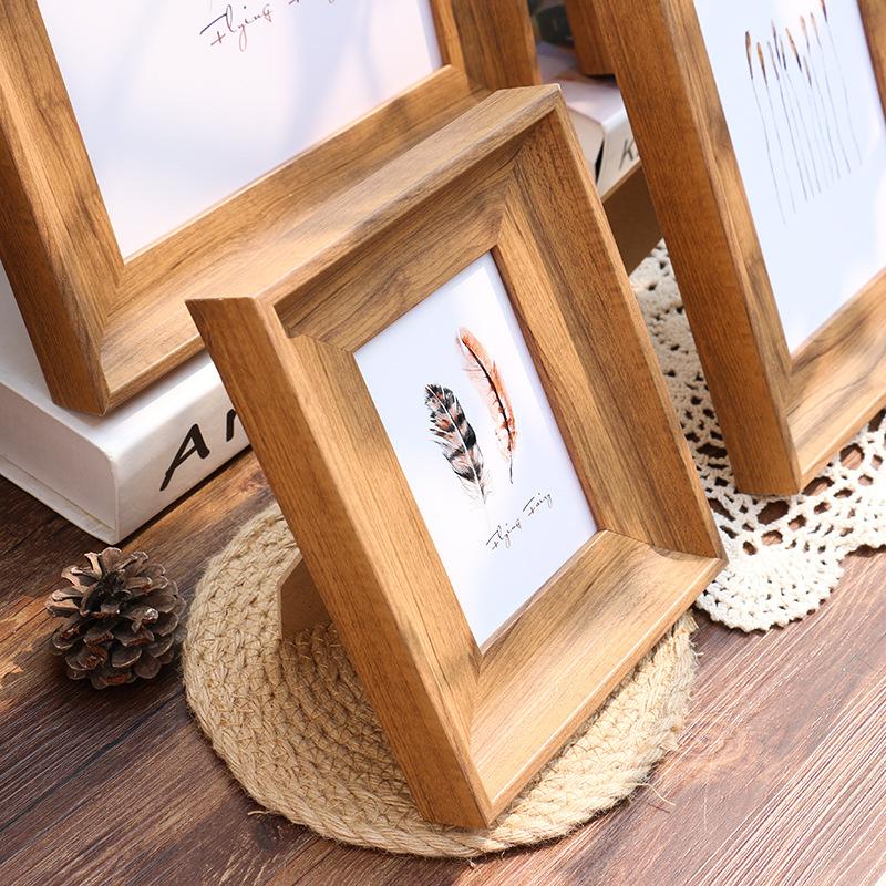 Wood Color Simple Photo Frame 5-10 Inch Widened Border Photo Decor Dual-use Models Wall-mounted Home Decoration Ornaments