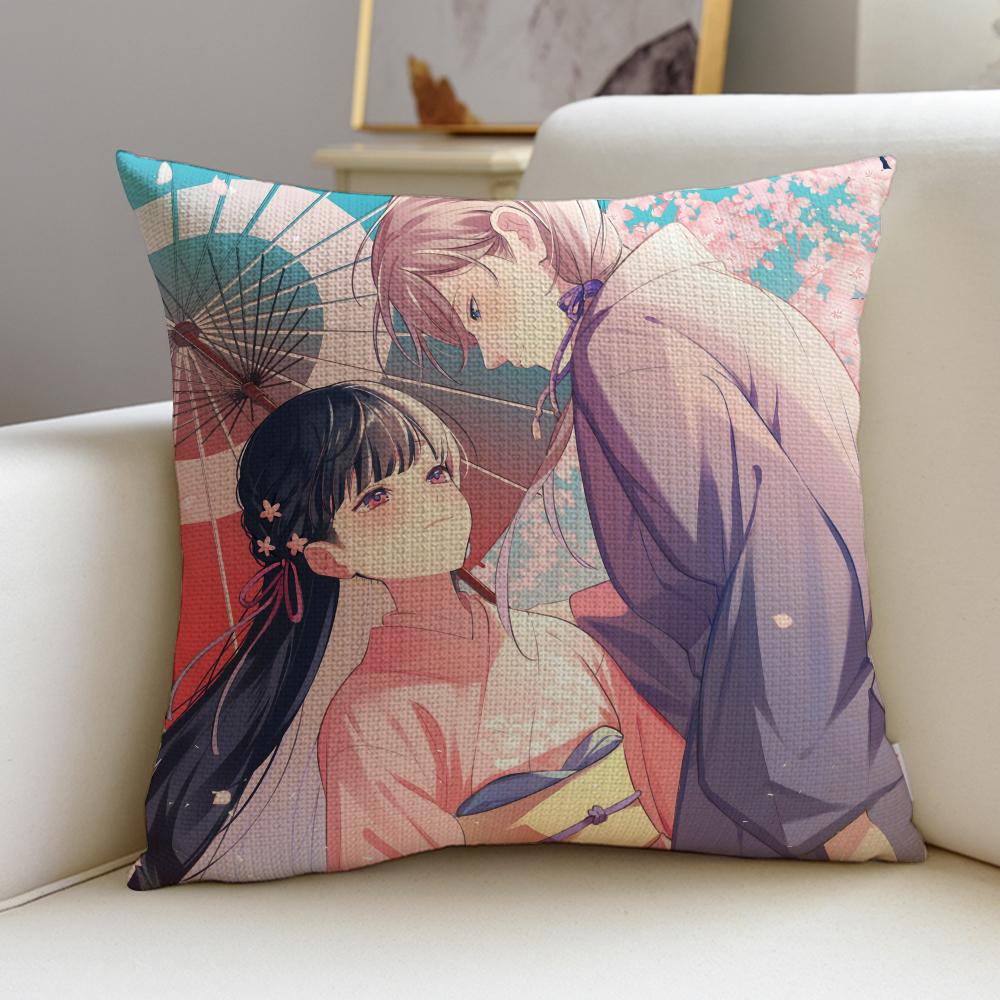 Sweet MMy Happy MarriageS Cushion Cover Breathable and skinfriendly linen pillowcase square removable and washable cushion