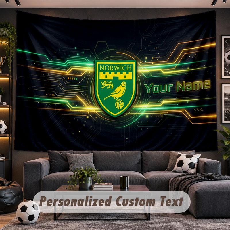 Wall Hanging Tapestry Custom NameNorwich City Pattern Personalized Printed Fabric Wall Decor