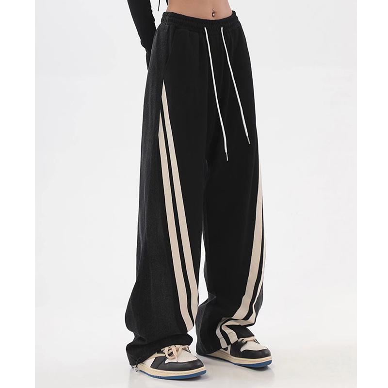 Women's Pant Spliced Jeans High Street Loose Wide Leg Trousers Tide Autumn Street Dance Sports Casual Trousers