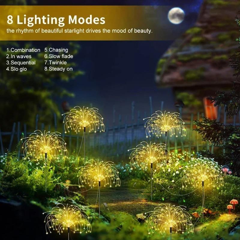 Светодиодные солнечные фейерверки, уличные водонепроницаемые солнечные садовые сказочные лампы для лужайки, патио, двора, вечеринки, рождественские украшения