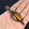 Подвеска Тигровый глаз, Подвеска из драгоценного камня ручной работы, обернутая медной проволокой 999 пробы, Антикварное украшение, Для подарка, Серебряное украшение