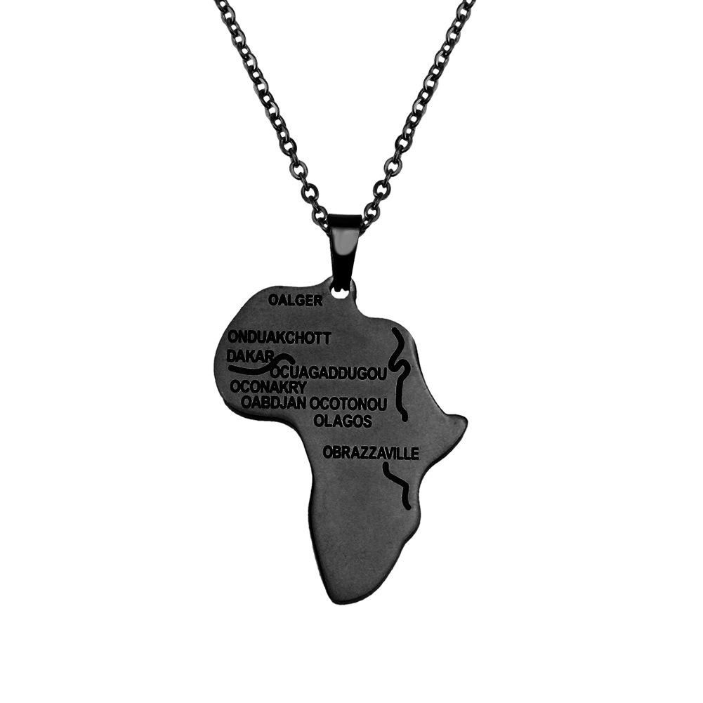 Ожерелье с подвеской в виде карты Африки из нержавеющей стали золотого цвета