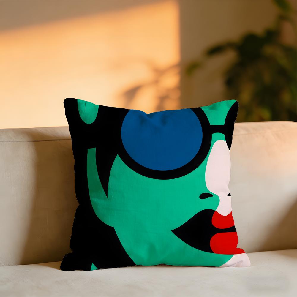Pop Style Modern Girlcreativity Fashion Cushion Cover Cozy Velvet Throw PillowSoft Warm Cushion For Sofa Bed
