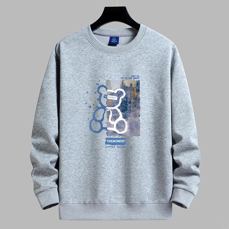 QICED Осенняя одеждаОсенний O-образный вырезПовседневные мужские топы с принтомНижняя рубашка с длинным рукавом