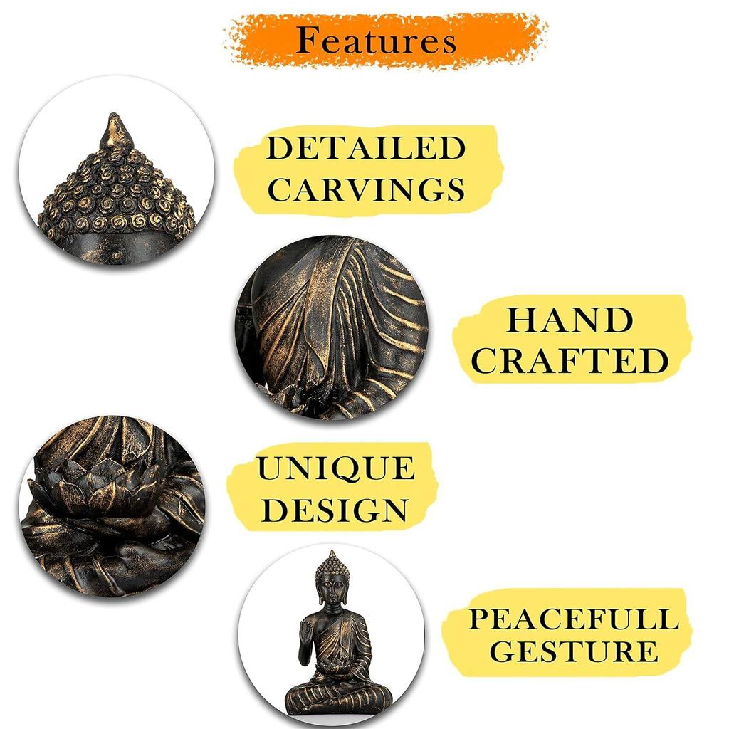Sitting Buddha Statue Showpiece Idol Home Decor Items for Living Room and Gifts
