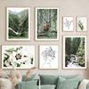 Mountain Green Forest Deer Flower Spring Natural Landscape Posters Prints Canvas Painting Wall Art Pictures Living Room Decor