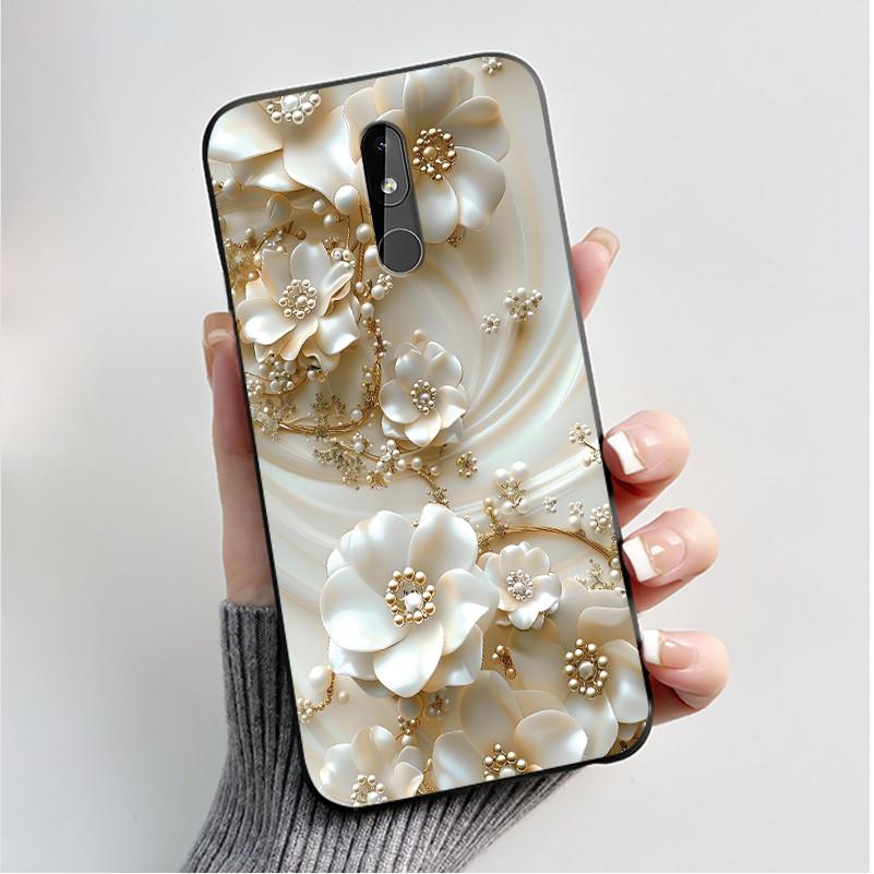 Printing Pattern Case For Nokia 3.2 / Nokia 3 / Nokia 3.1 Capa Coque Soft Silicone Black Shell Cover Cute Flower Cartoon Casing