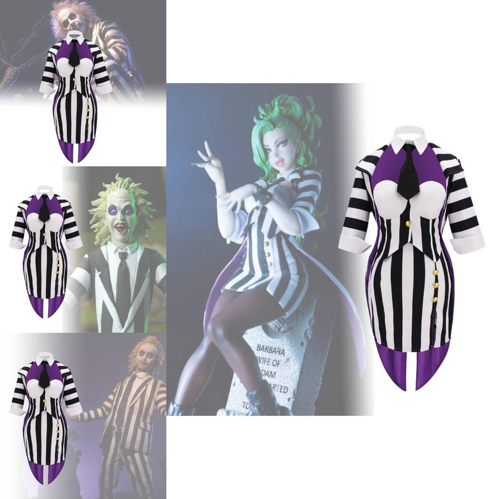 Костюм для косплея в готическом стиле Майкла Китона Битлджус Полиэстеровая ткань