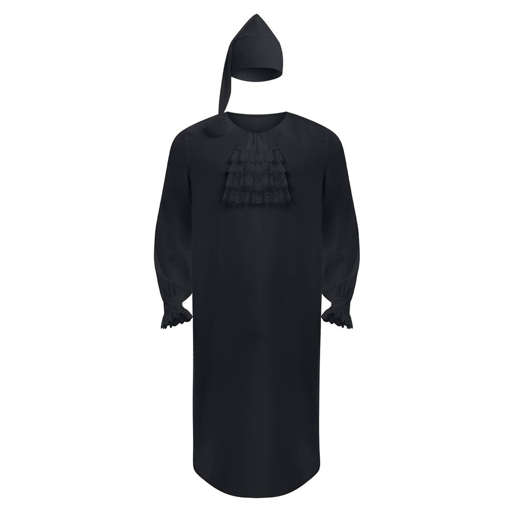 Мужская викторианская ночная рубашка с длинным рукавом, кружевная отделка, оборки на воротнике, изогнутый подол, ночной халат, костюм на Хэллоуин, Рождество