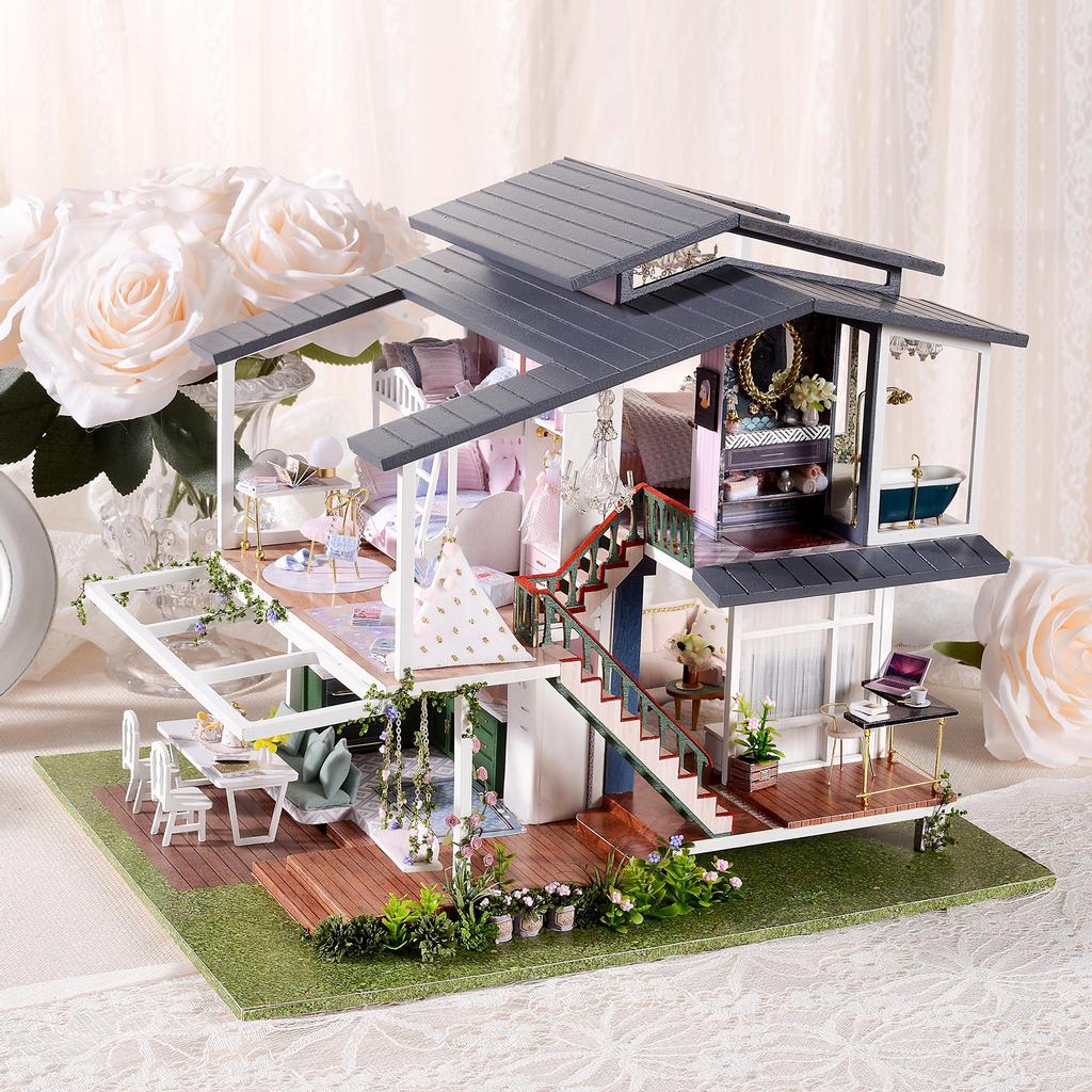 Наборы мебели для кукольного домика «сделай сам», деревянные современные светильники для виллы, игровой набор, креативная игрушка