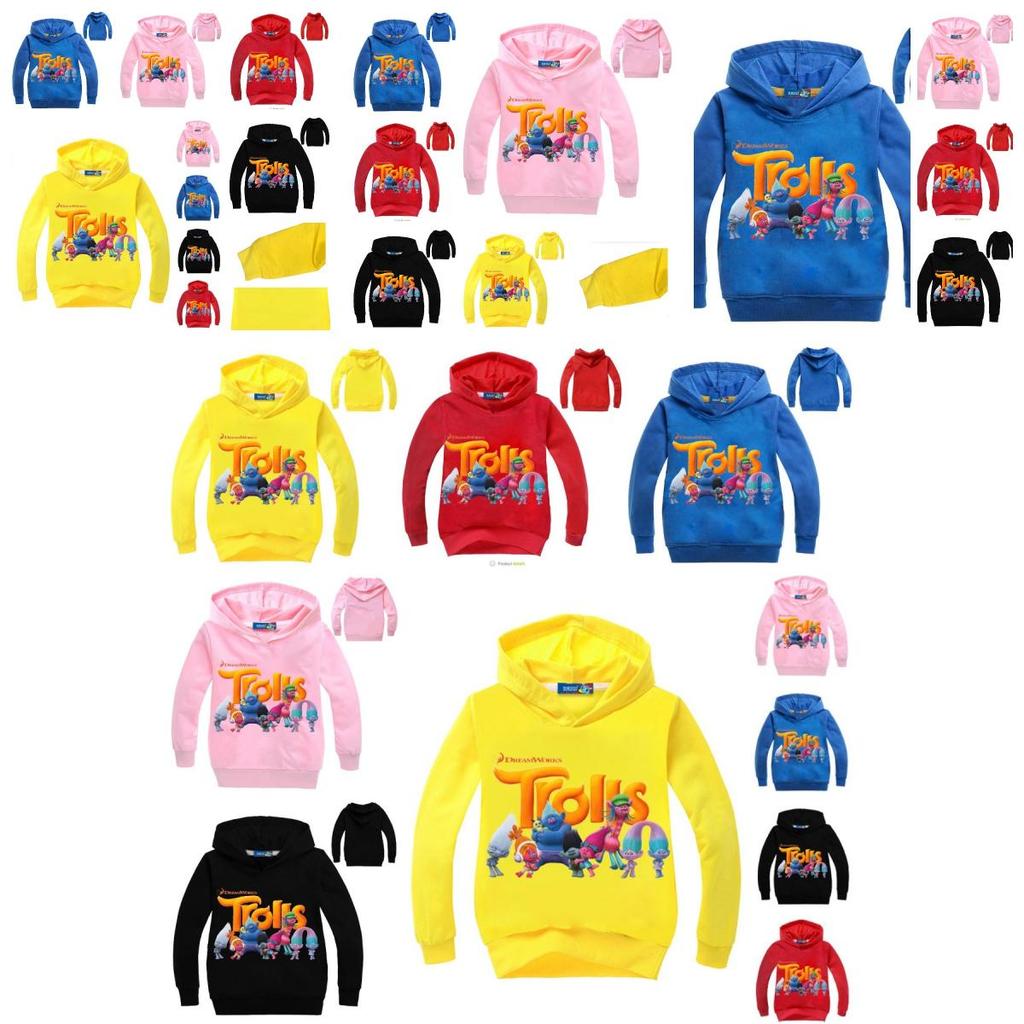 Толстовка с капюшоном Poppy Bobble из мультфильма Dreamworks Trolls для детей Мягкая и стильная хлопковая одежда