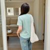 Fat mm basic waffle simple short-sleeved T-shirt women's spring new curved pendulum thin top 132069