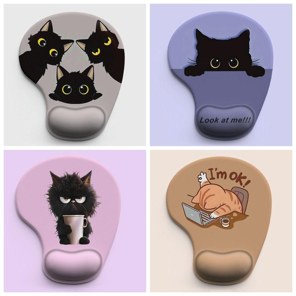 Comfortable Animal Mouse Pad Cute Cartoon Wrist Support Pad Black Cat Cat Mouse Mat Computer