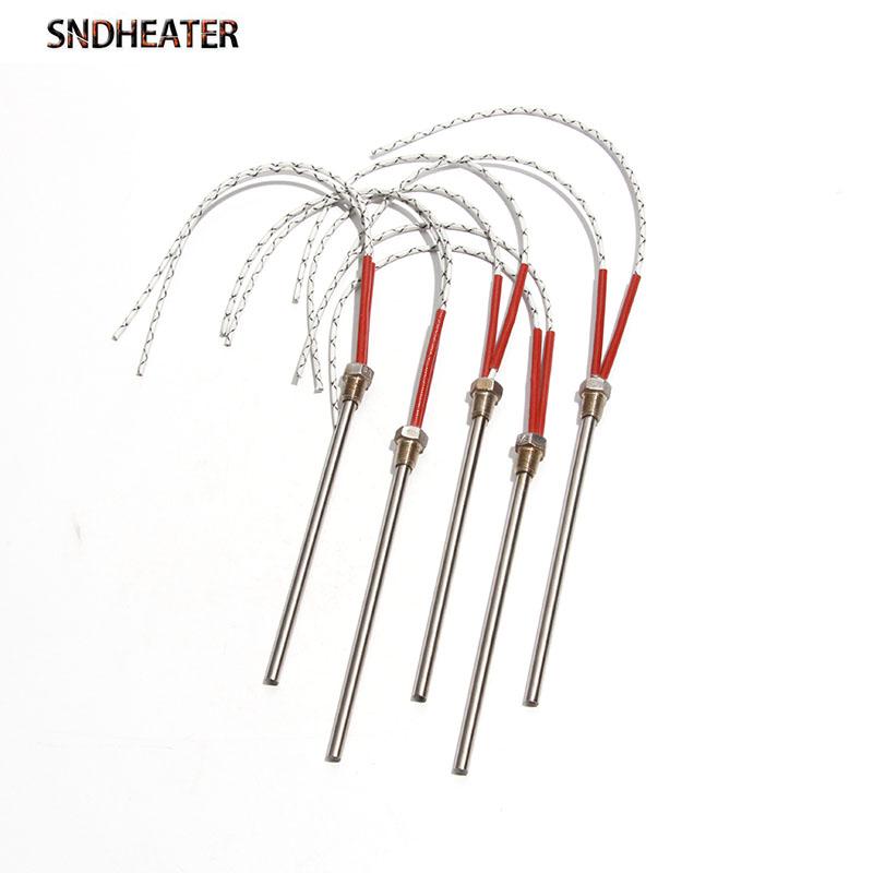 SNDHEATER 1pc Threaded Cartridge Heater 304 Stainless steel Heating Rod DN6 G1/8 10mm BSP Thread 6x50-200mm Tube 12V/24V/36V/48V
