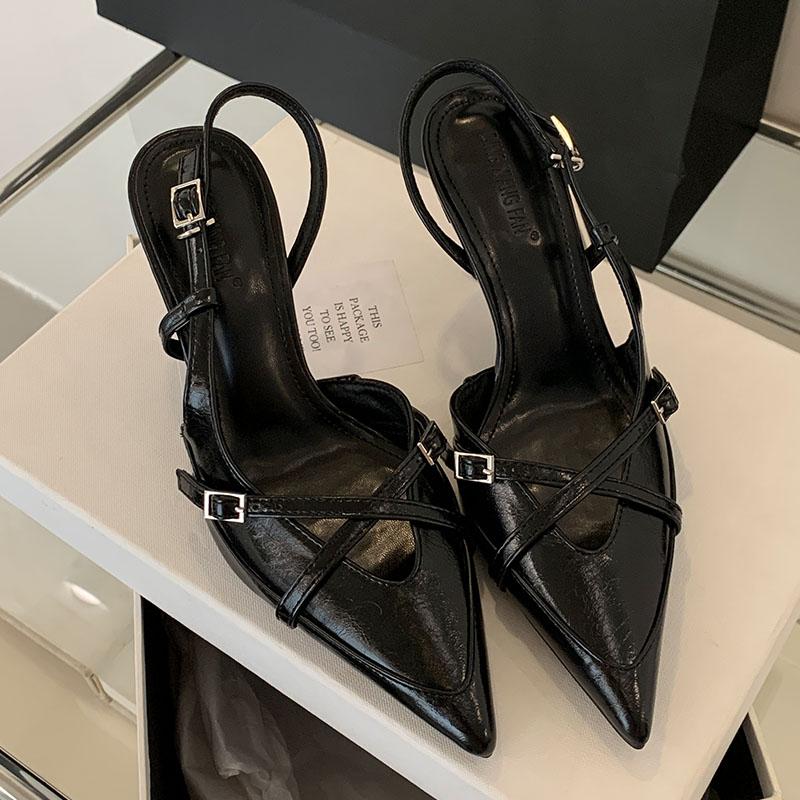 Мода Новинка 2025 Вечеринка Женские Туфли-лодочки на Тонком Каблуке Слингбэки Женская Платье Обувь Мода Острый Носок Элегантные Женские Туфли на Высоком Каблуке