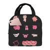 National Pig Day Sticker Pack Insulated Lunch Bag for Women Office Cooler Thermal Food Box Tote Portable Lunch Boxes Container