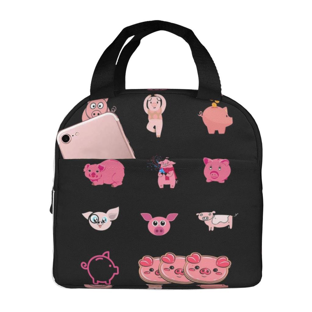 National Pig Day Sticker Pack Insulated Lunch Bag for Women Office Cooler Thermal Food Box Tote Portable Lunch Boxes Container