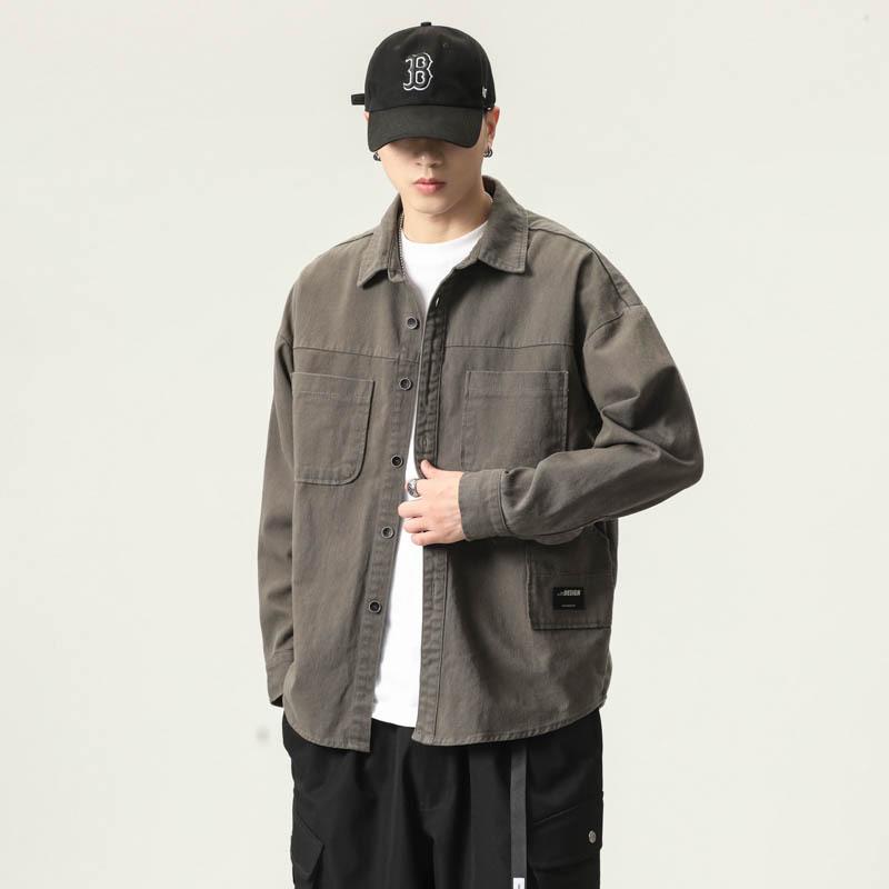 Мужская рубашка American Retro Tooling с длинными рукавами, свободная хлопковая рубашка, повседневная куртка для сезона