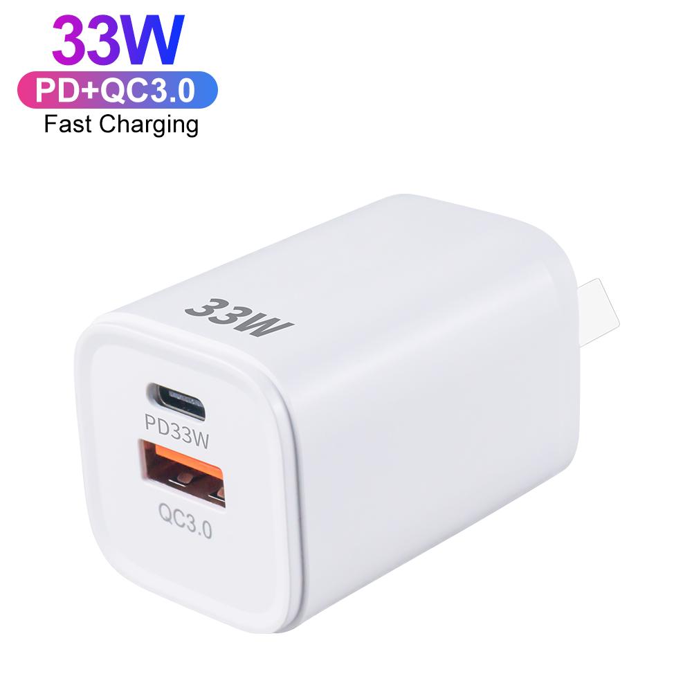 New AU Charger 33W Fast Charger USB-C Single USB C Type C 33W Mini Gan Fast Charger Adapter for Iphone Xiaomi Vivo Oppo
