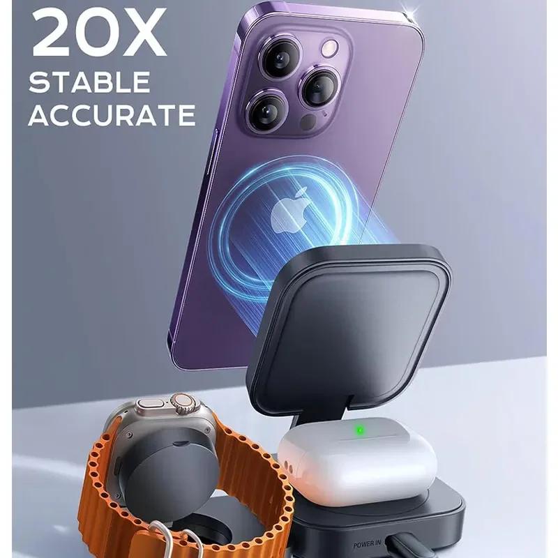 3 в 1 миниатюрная складная беспроводная зарядная подставка для iPhone 15 14 13 12 Pro Max Watch 8 7 держатель магнитная станция быстрой зарядки