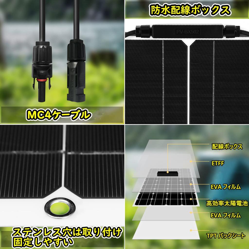 Солнечная панель DOKIO 100 Вт, гибкий разъем MC4, портативный источник питания, подходящий для монокристаллов, высокоэффективный, сгибаемый, ультратонкий, ультралегкий, полезный для