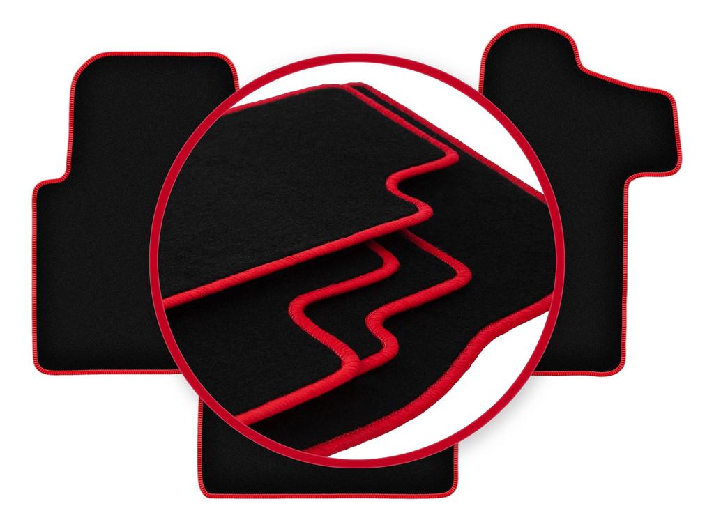 Velour floor mats with red edge for: Renault Master II delivery van (2010-)