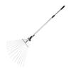 15 tooth adjustable telescopic rake with extendable handle and fan head, stainless steel garden leaf rake, foldable shrub rake, garden rake, gardenin