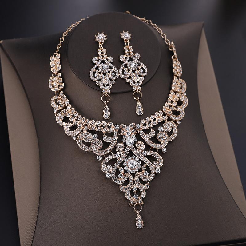 Комплекты ювелирных изделий в стиле барокко с геометрическим кристаллом из Дубая, женские серьги-гвоздики, чокеры, ожерелья, свадебные нигерийские африканские бусы, комплект ювелирных изделий