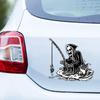 DS65#14X15cm I Will Never Stop Fishing Skeleton Car Sticker Bumper Truck Vinyl Decal