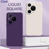 Luxury Square Liquid Silicone Phone Case for Huawei Pura 70 Pura70 5G 360 Protective Cover HuaweiP70 P70 Double Liner Soft Coque