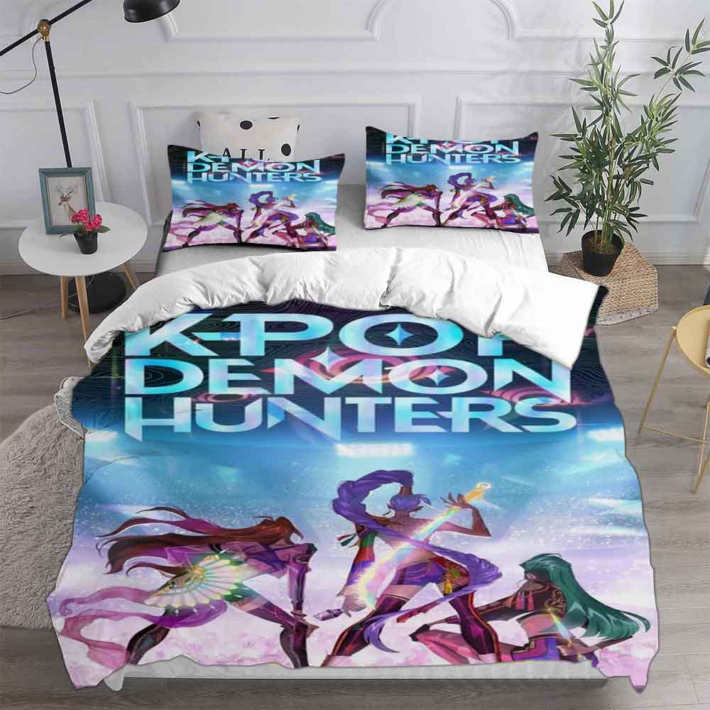 K-pop Охотники на демонов Руми Мира Зои Постельные наборы Одеяло Стеганое покрывало Покрывало Пододеяльник Наволочка Наборы из 2-3 предметов Детский Взрослый размер