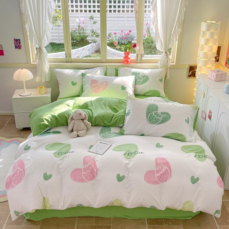 Комплект постельного белья Girl Heart Fresh Small Floral из четырех предметов, односпальная кровать из стираного хлопка, комплект из трех предметов для спальни