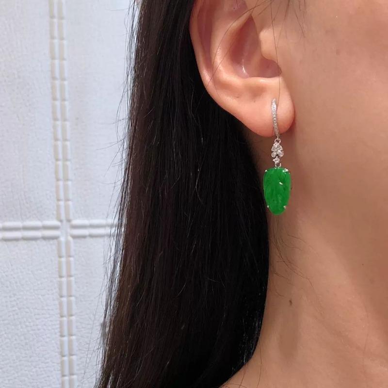 Классический дизайн Винтажные серьги с зелеными листьями для женщин Инкрустированные натуральным халцедоном серьги-капли Свадебные украшения подарок