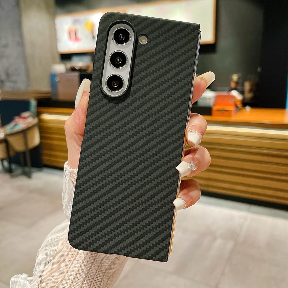 Тонкий чехол для телефона с узором из углеродного волокна для Samsung Galaxy Z Fold 7 6 5 4 3 Жесткая крышка из ПК